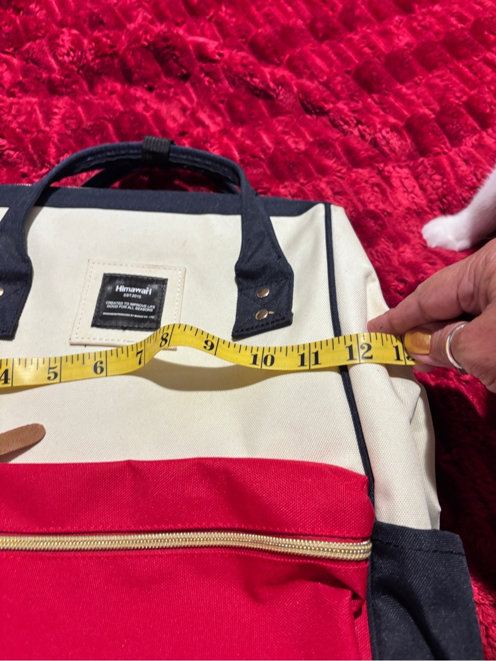 Himawari Cream & Fuchsia Canvas Backpack Laptop Carrier - Picture 7 of 9